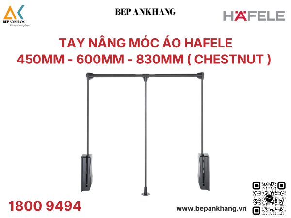 Tay nâng móc áo Hafele 600mm - màu chestnut - 805.11.153